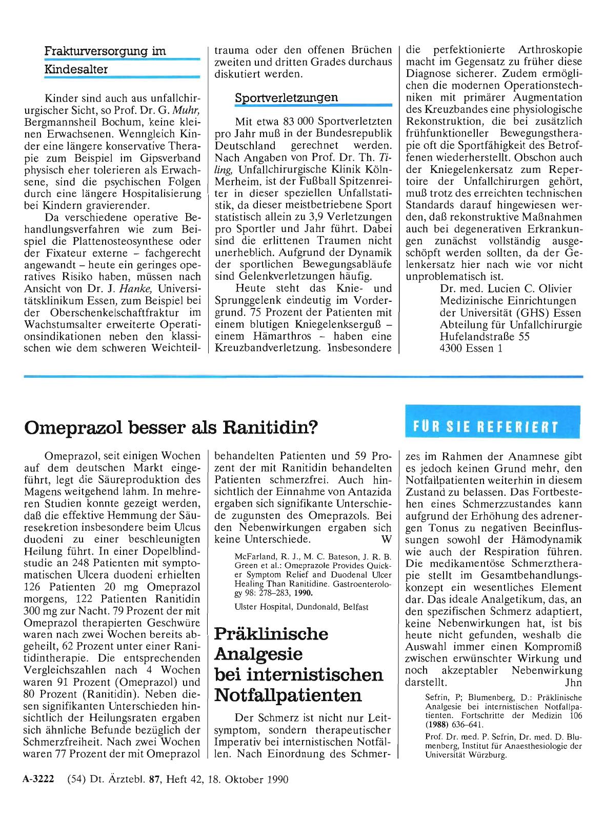 Vorschauseite 1: Omeprazol besser als Ranitidin?
