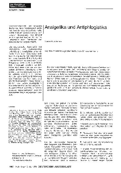 Vorschauseite 1: Analgetika und Antiphlogistika