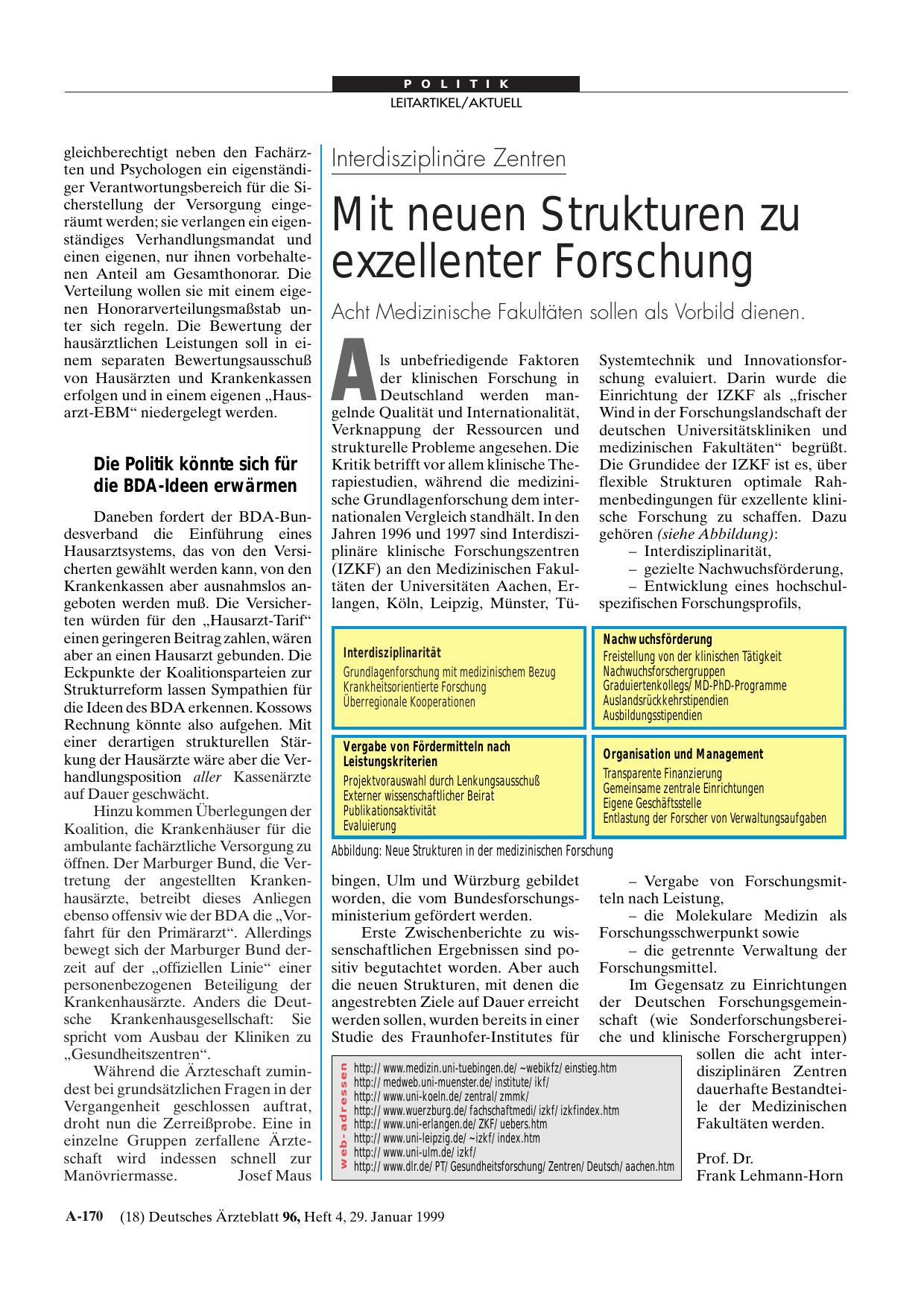 Vorschauseite 1: Interdisziplinäre Zentren: Mit neuen Strukturen zu exzellenter Forschung