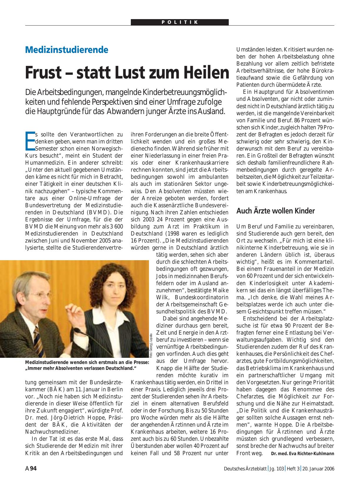 Vorschauseite 1: Medizinstudierende: Frust – statt Lust zum Heilen
