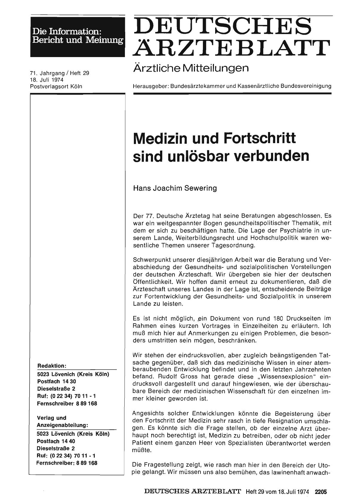 Vorschauseite 1: Medizin und Fortschritt sind unlösbar verbunden (Teil 1)
