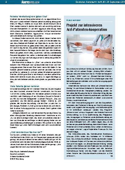 Vorschauseite 1: Projekt zur intensiveren Arzt-Patienten-Kooperation