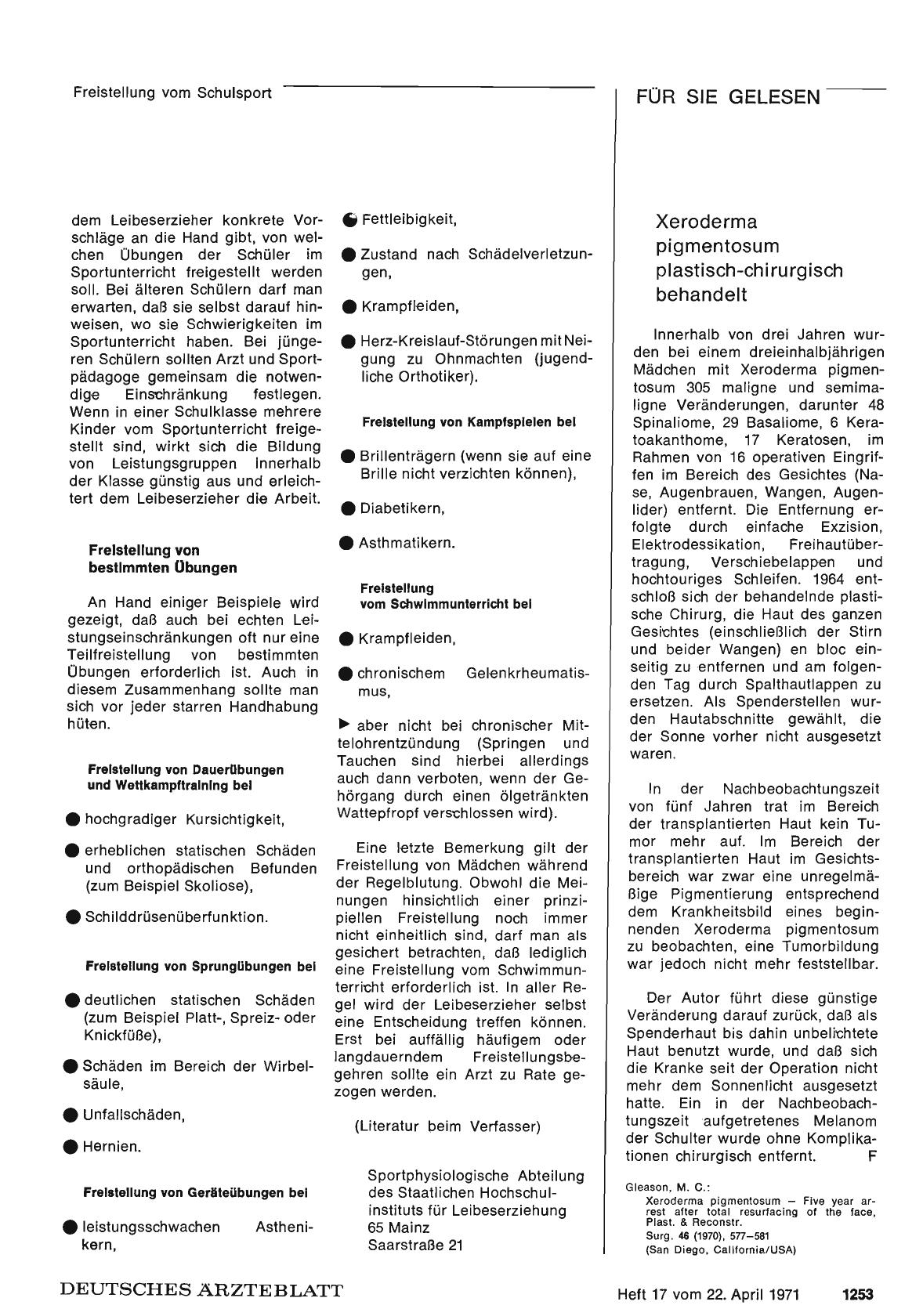 Vorschauseite 1: Xeroderma pigmentosum plastisch-chirurgisch behandelt