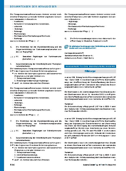 Vorschauseite 2: Richtlinien zur Organtransplantation gem. § 16 Abs. 1 S. 1 Nrn. 2 u. 5 TPG