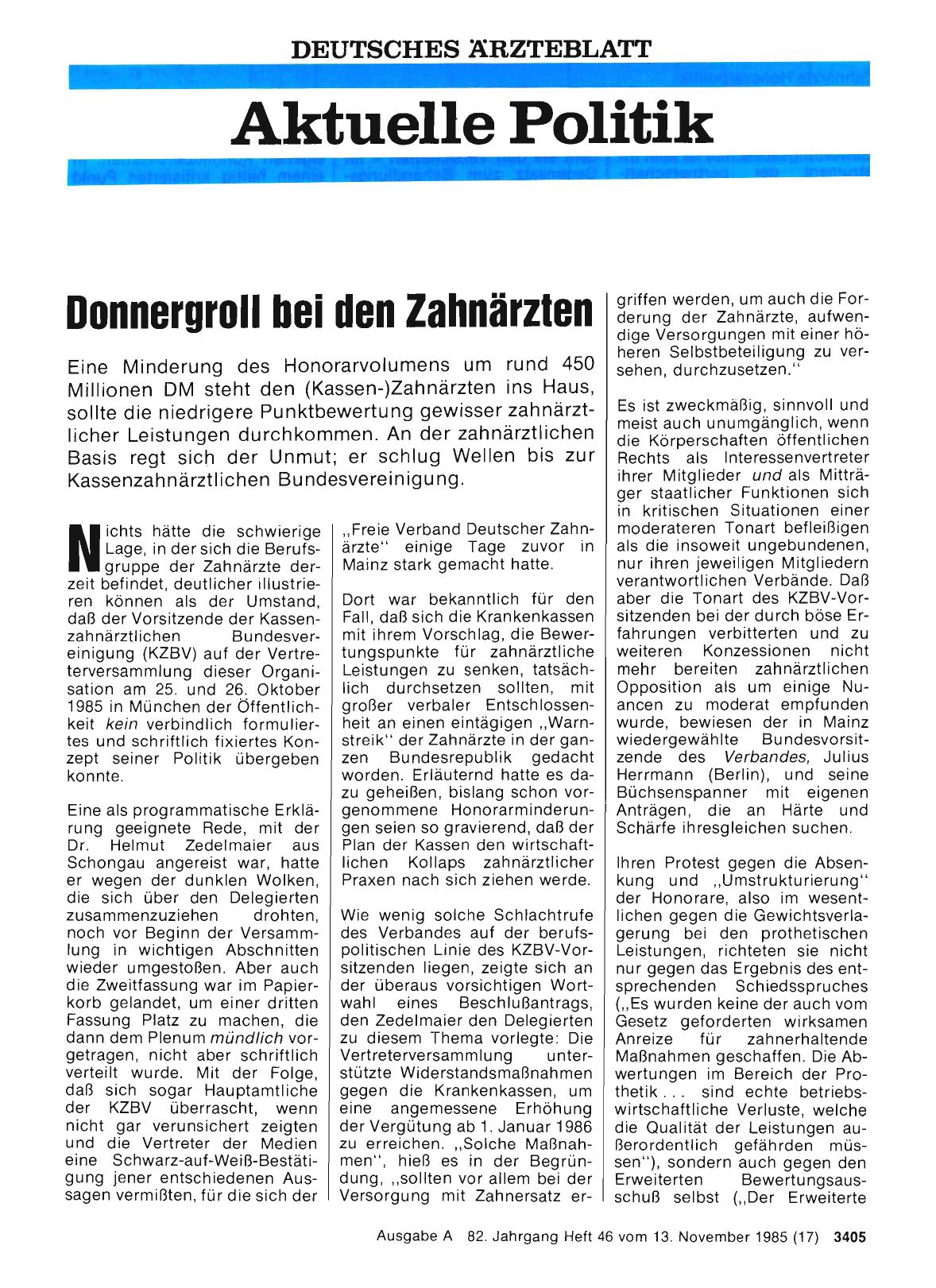 Vorschauseite 1: Donnergroll bei den Zahnärzten