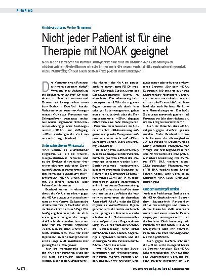 Vorschauseite 1: Nichtvalvuläres Vorhofflimmern: Nicht jeder Patient ist für eine Therapie mit NOAK geeignet