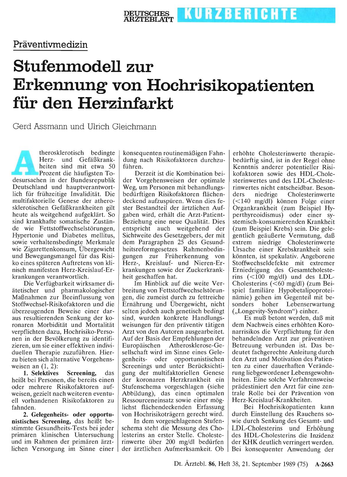 Vorschauseite 1: Präventivmedizin: Stufenmodell zur Erkennung von Hochrisikopatienten für den Herzinfarkt