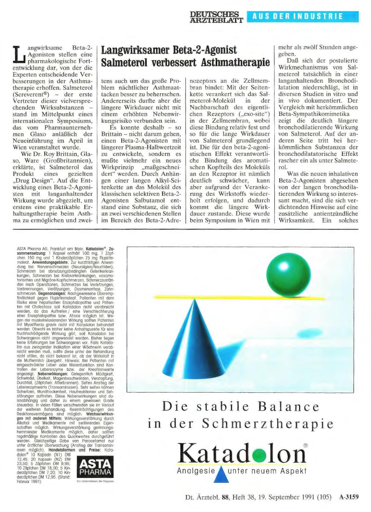 Vorschauseite 1: Langwirksanier Beta-2-Agonist Salmeterol verbessert Asthmatherapie