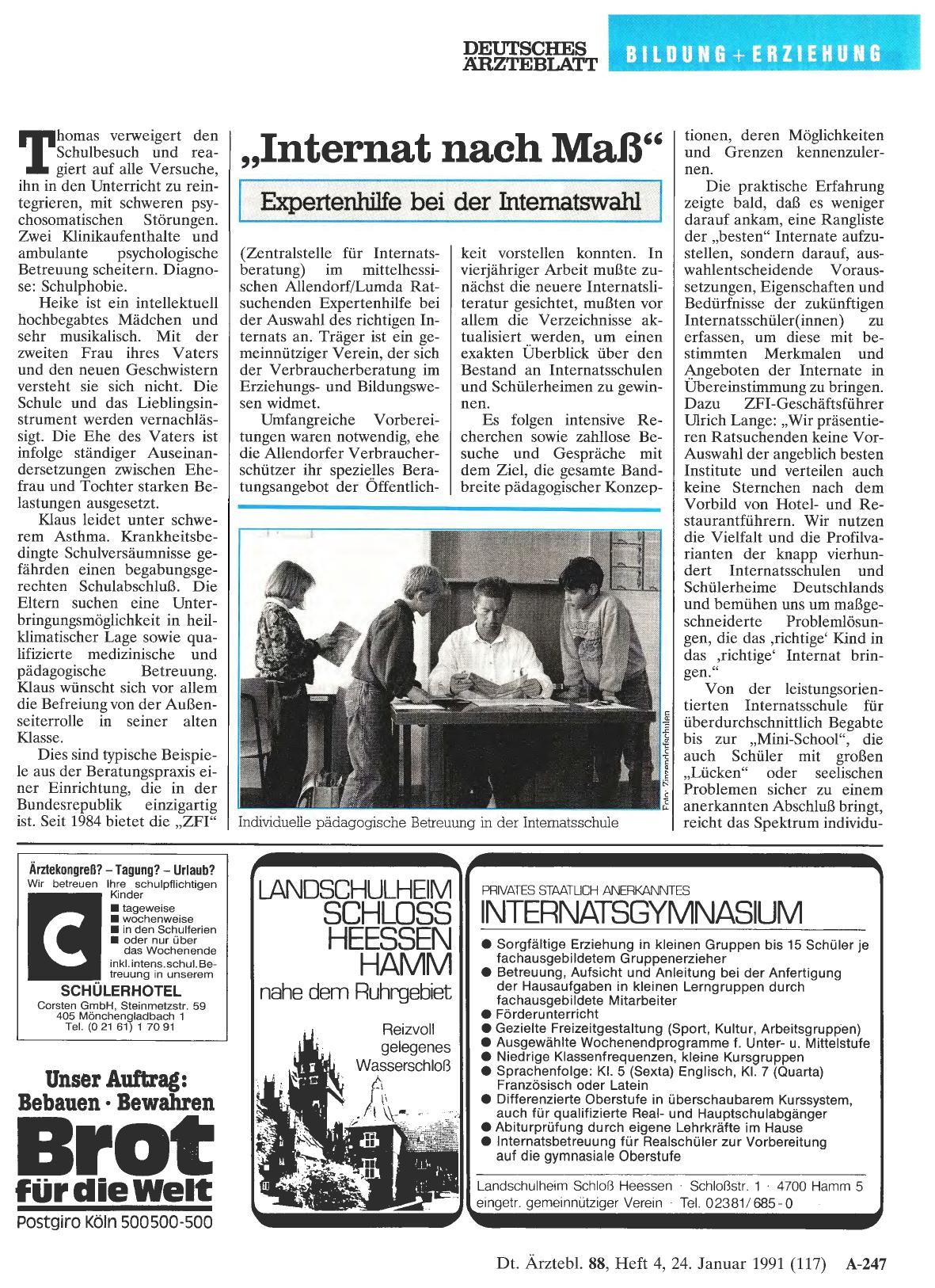 Vorschauseite 1: „Internat nach Maß“
