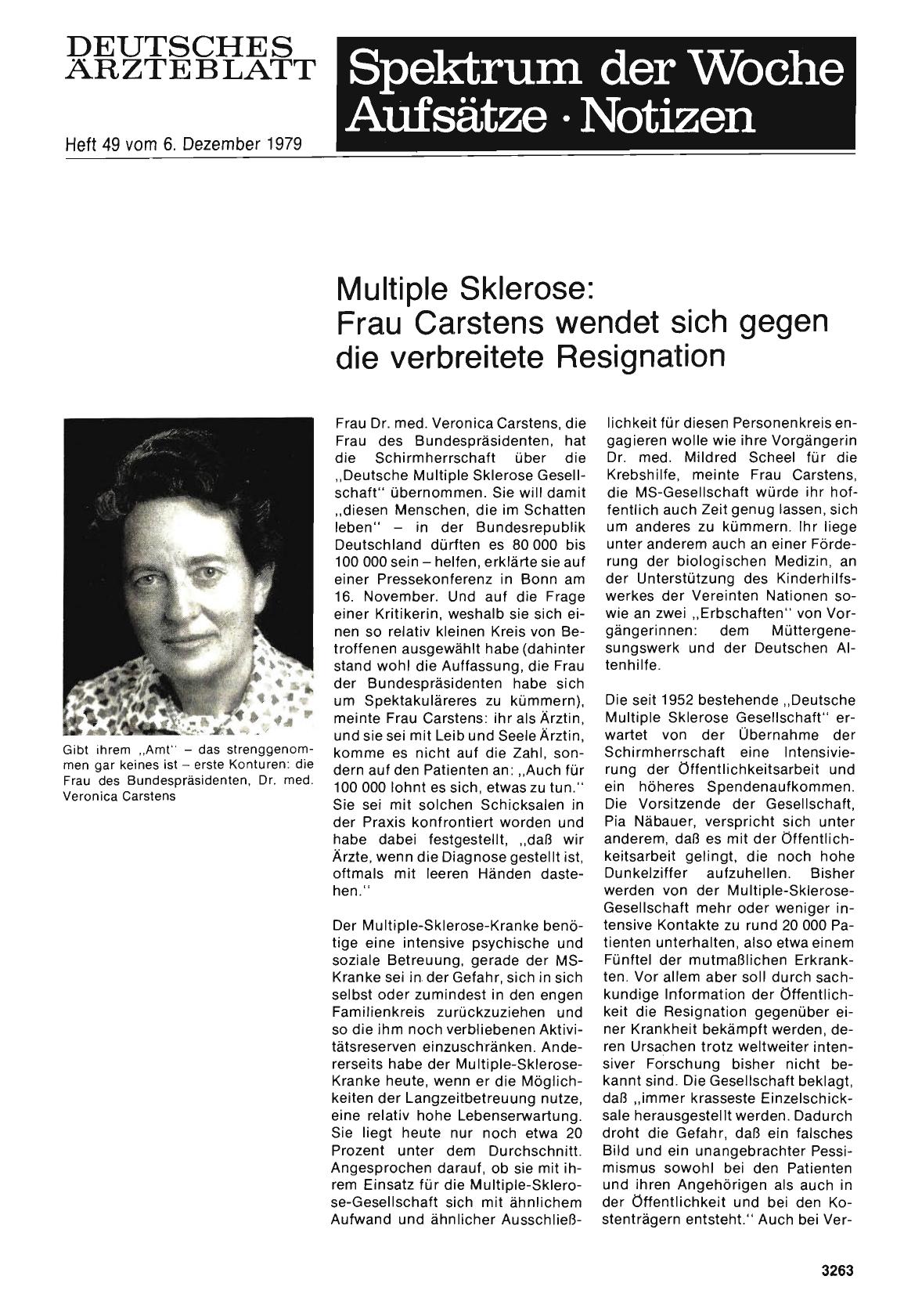 Vorschauseite 1: Multiple Sklerose: Frau Carstens wendet sich gegen die verbreitete Resignation