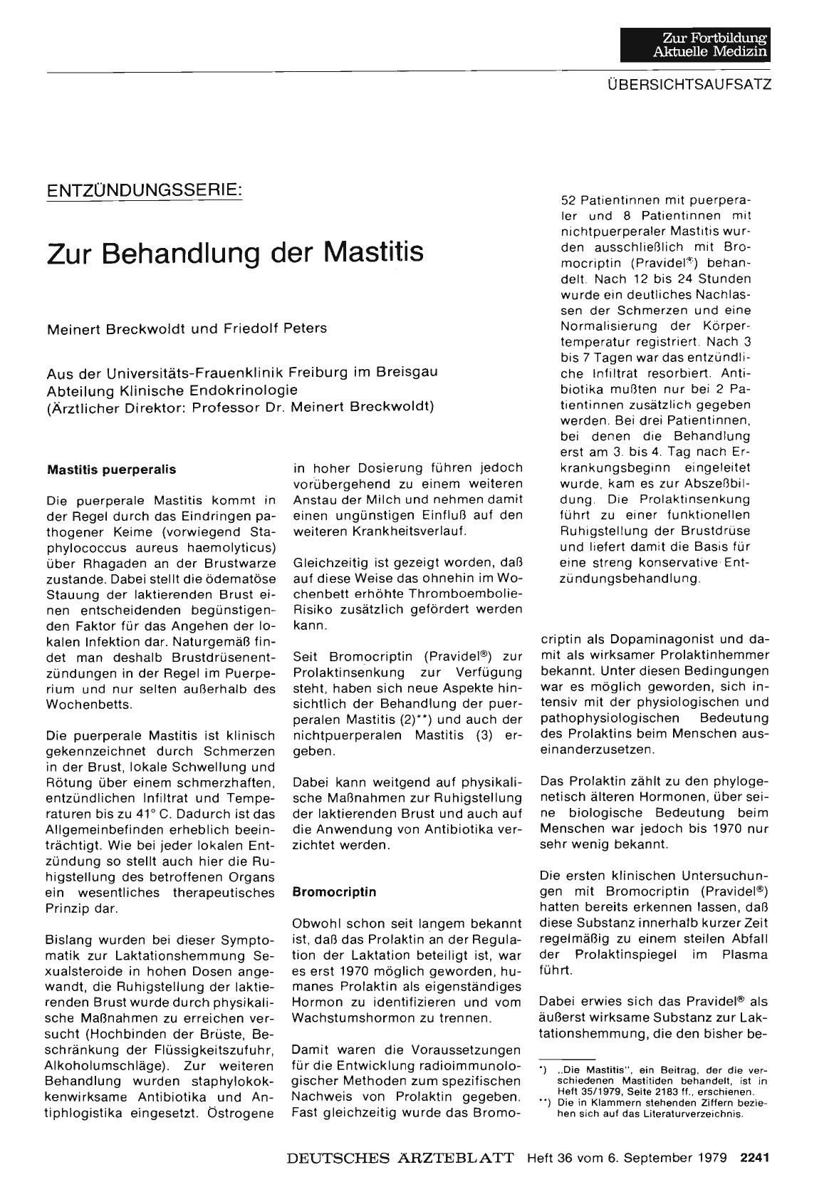 Vorschauseite 1: ENTZÜNDUNGSSERIE: Zur Behandlung der Mastitis