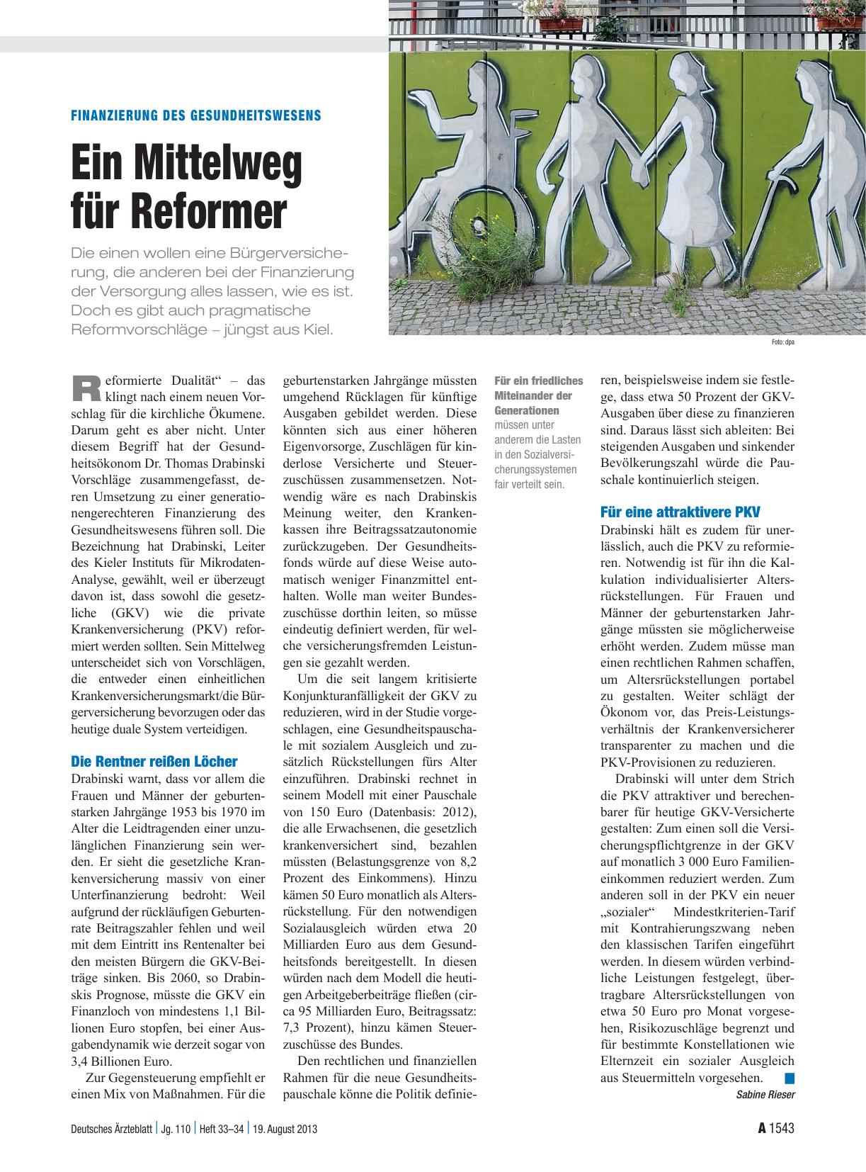 Vorschauseite 1: Finanzierung des Gesundheitswesens: Ein Mittelweg für Reformer