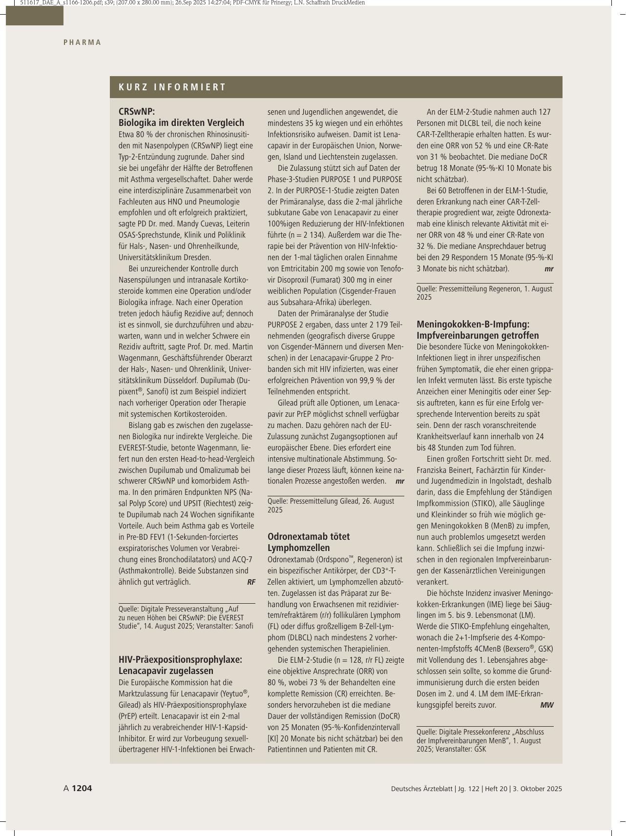 Vorschauseite 1: Kurz informiert