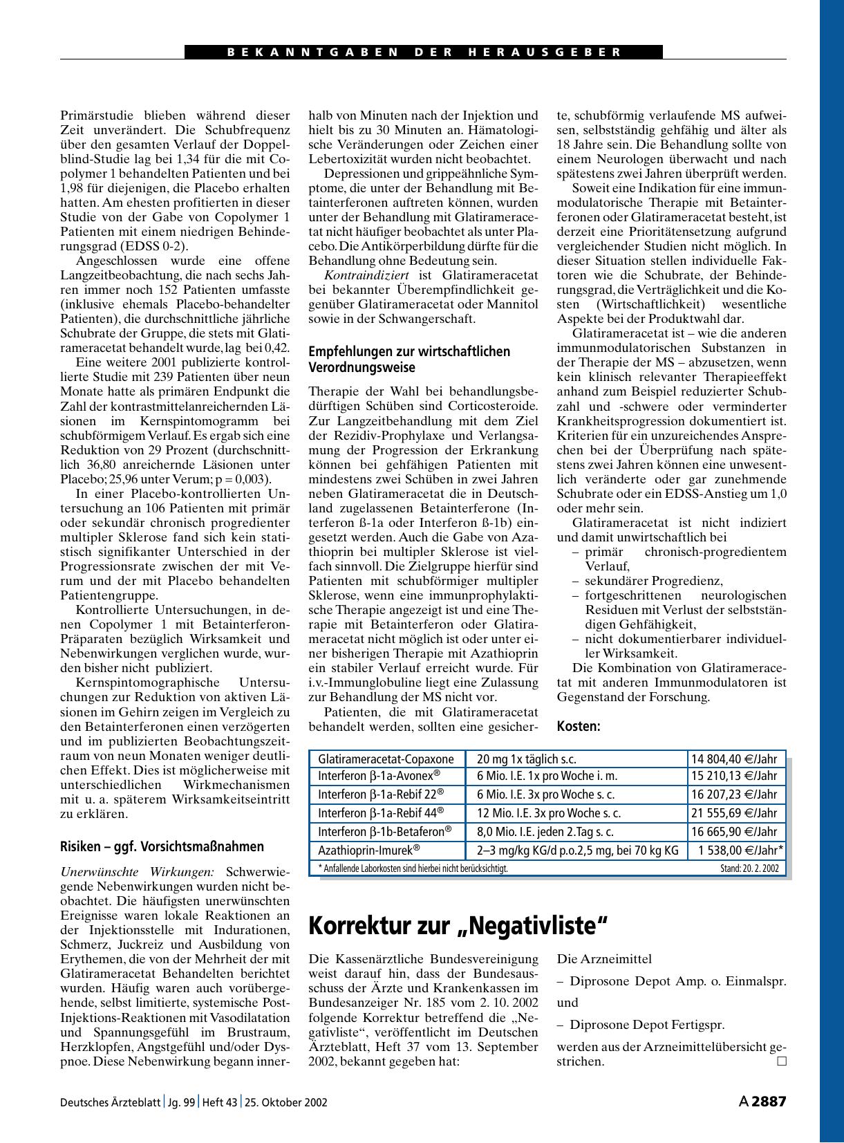 Vorschauseite 1: Korrektur zur „Negativliste“
