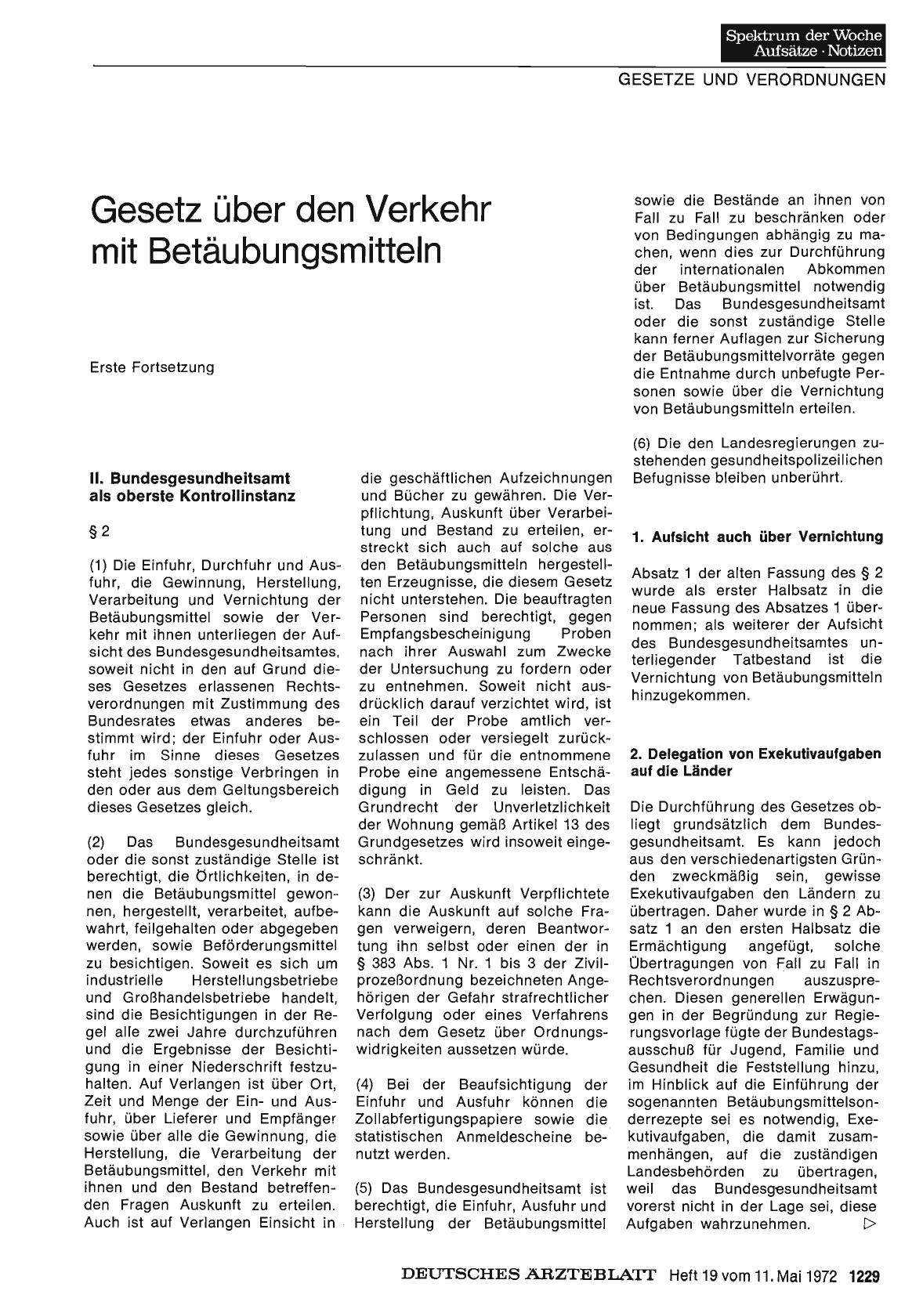 Vorschauseite 1: Gesetz über den Verkehr mit Betäubungsmitteln