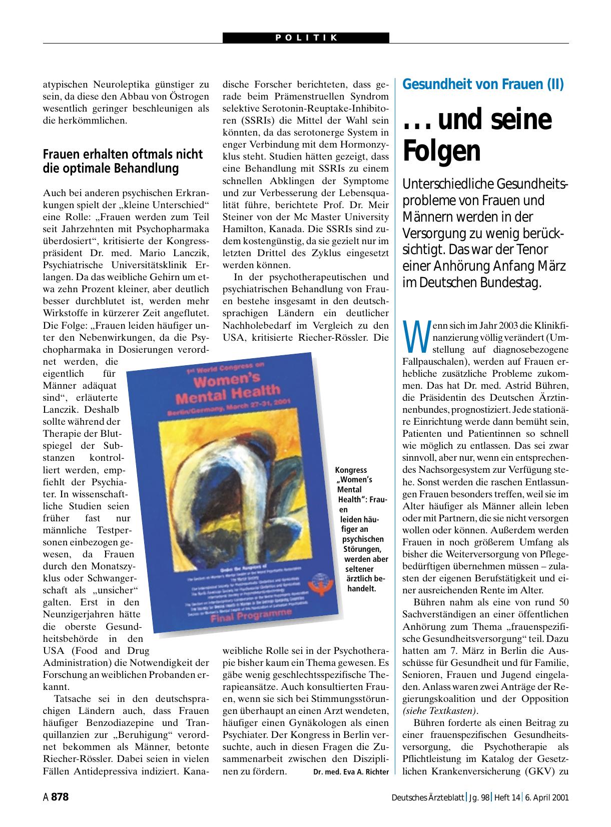 Vorschauseite 1: Gesundheit von Frauen (II): .. . und seine Folgen