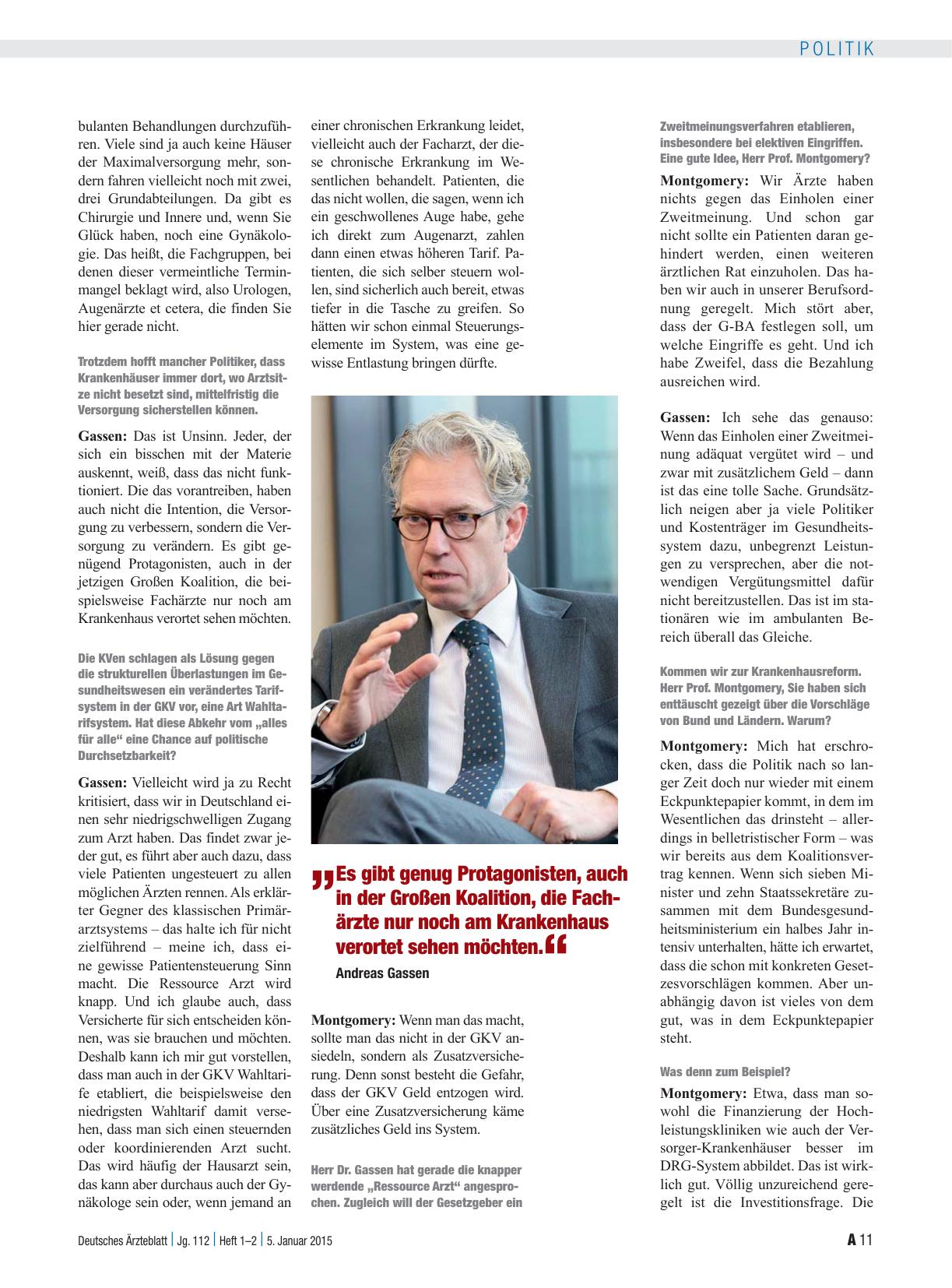 Vorschauseite 3: Interview mit Prof. Dr. med. Frank Ulrich Montgomery und Dr. med. Andreas Gassen: Angriff auf die freie Arztwahl