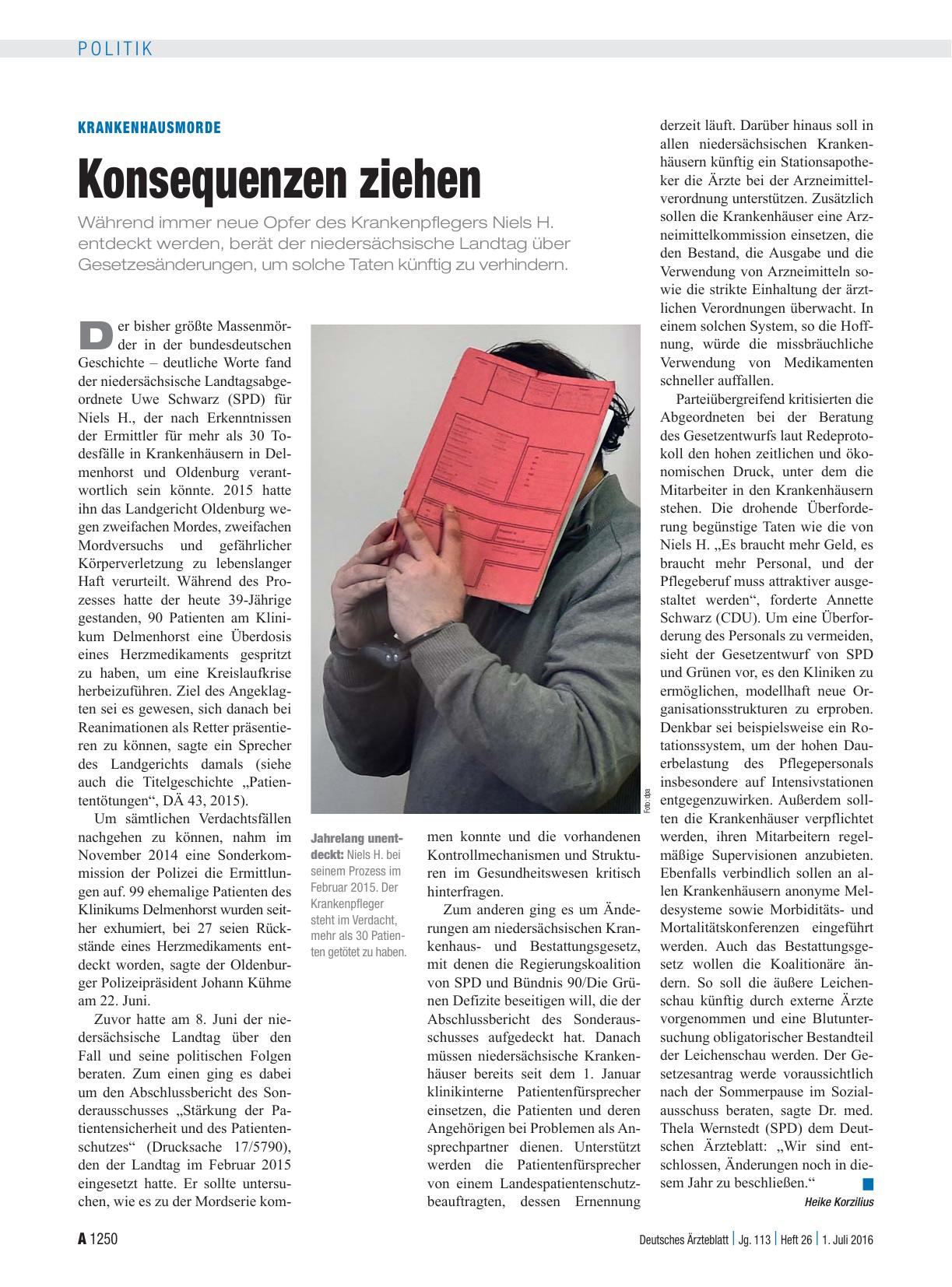 Vorschauseite 1: Krankenhausmorde: Konsequenzen ziehen