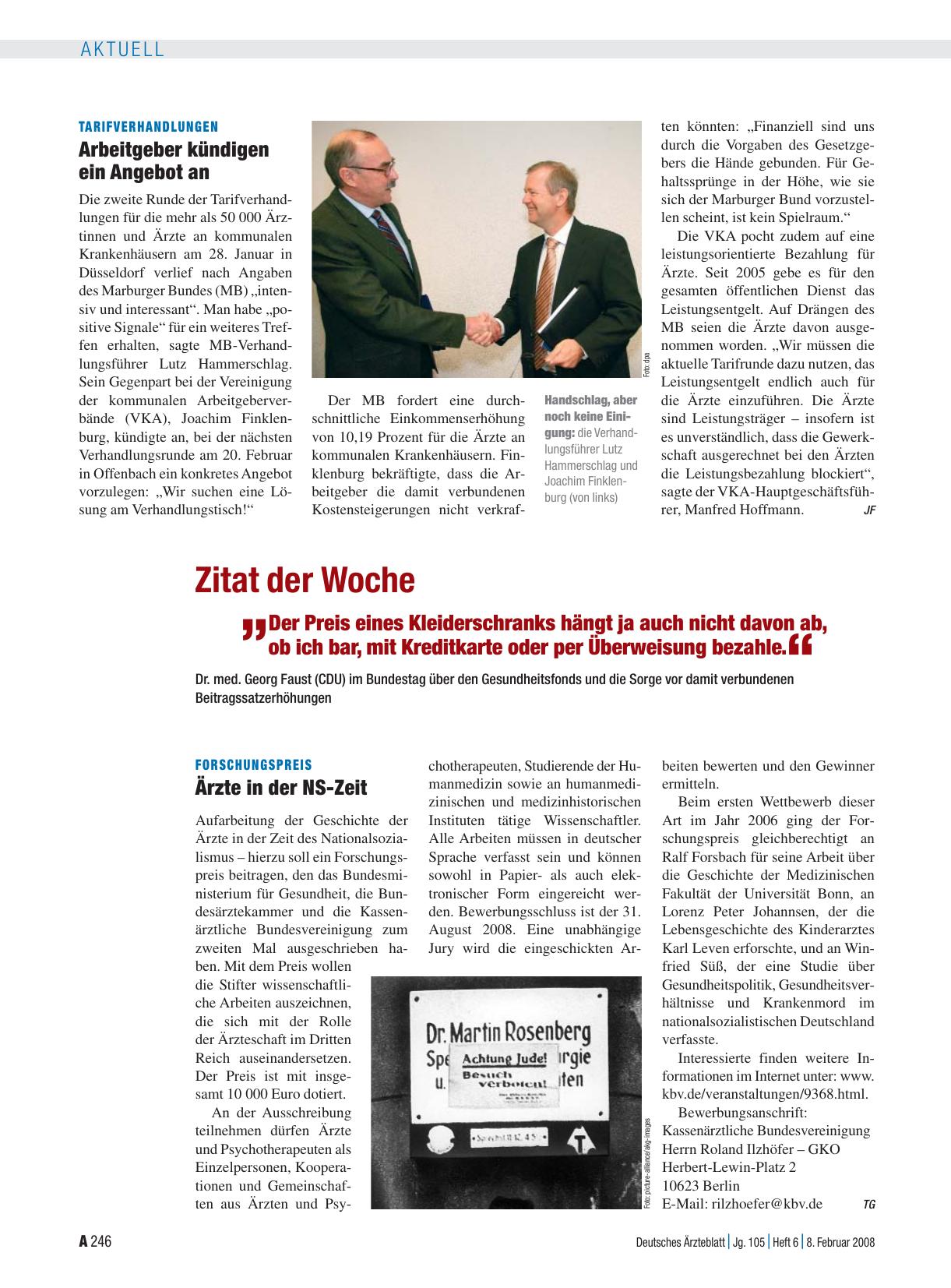 Vorschauseite 1: Forschungspreis: Ärzte in der NS-Zeit