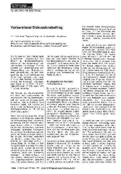 Vorschauseite 1: Vorbereiteter Diskussionsbeitrag Zu Punkt 4 der Tagesordnung des 79. Deutschen Ärztetages