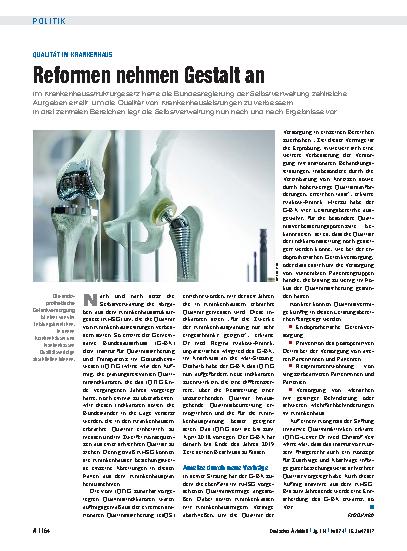 Vorschauseite 1: Qualität im Krankenhaus: Reformen nehmen Gestalt an
