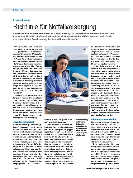 Vorschauseite 1: Ersteinschätzung: Richtlinie für Notfallversorgung