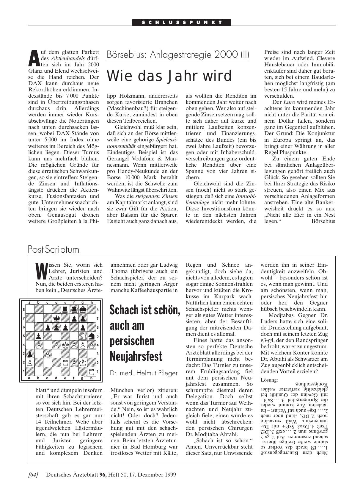 Vorschauseite 1: Börsebius – Anlagestrategie 2000 (II): Wie das Jahr wird