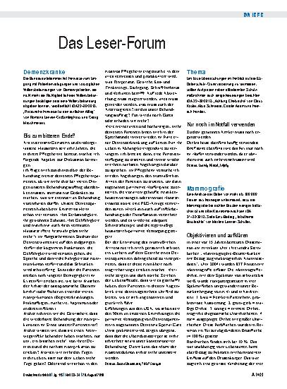 Vorschauseite 1: Demenzkranke: Bis zum bitteren Ende?