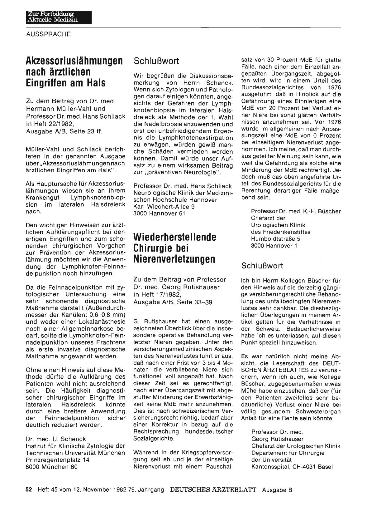 Vorschauseite 1: Akzessoriuslähmungen nach ärztlichen Eingriffen am Hals: Stellungnahme