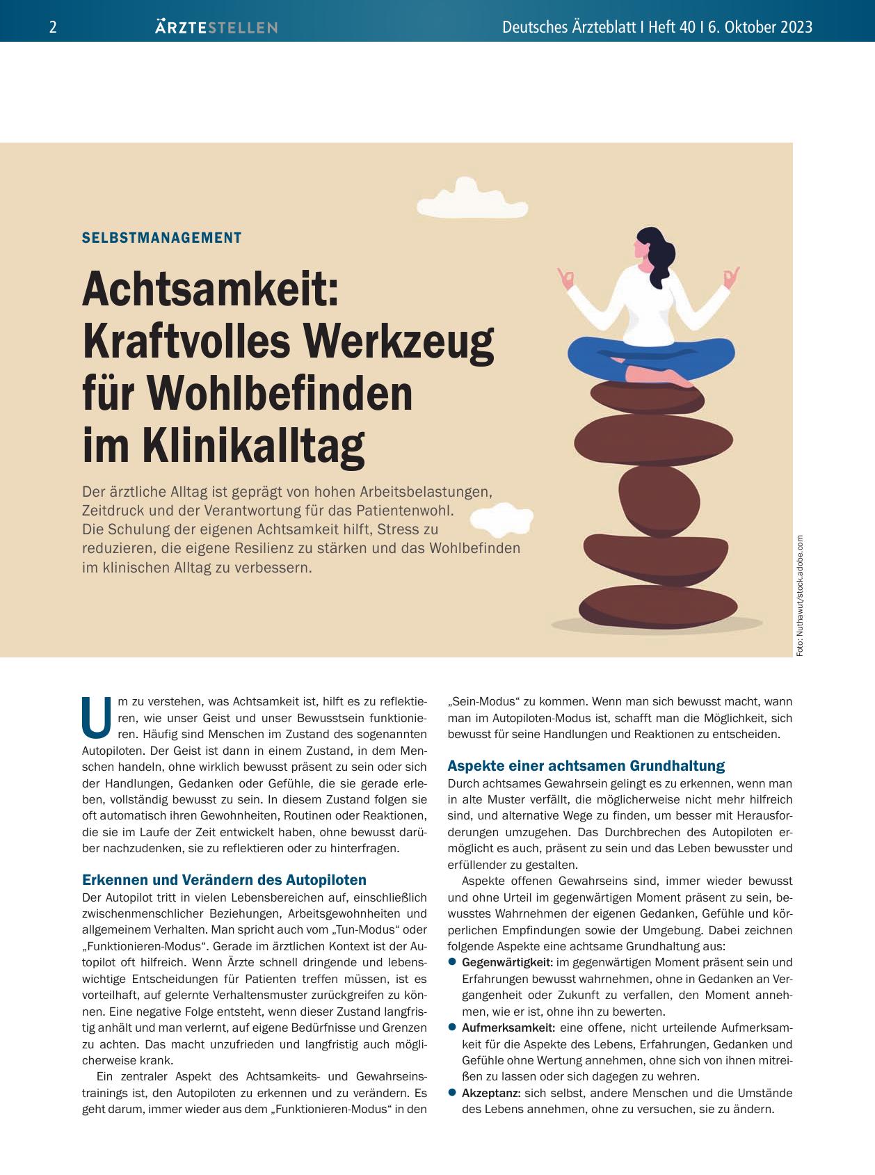Vorschauseite 1: Selbstmanagement: Achtsamkeit – Kraftvolles Werkzeug für Wohlbefinden im Klinikalltag
