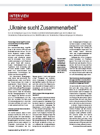 Vorschauseite 1: Interview mit Andrij Basylewytsch: „Ukraine sucht Zusammenarbeit“