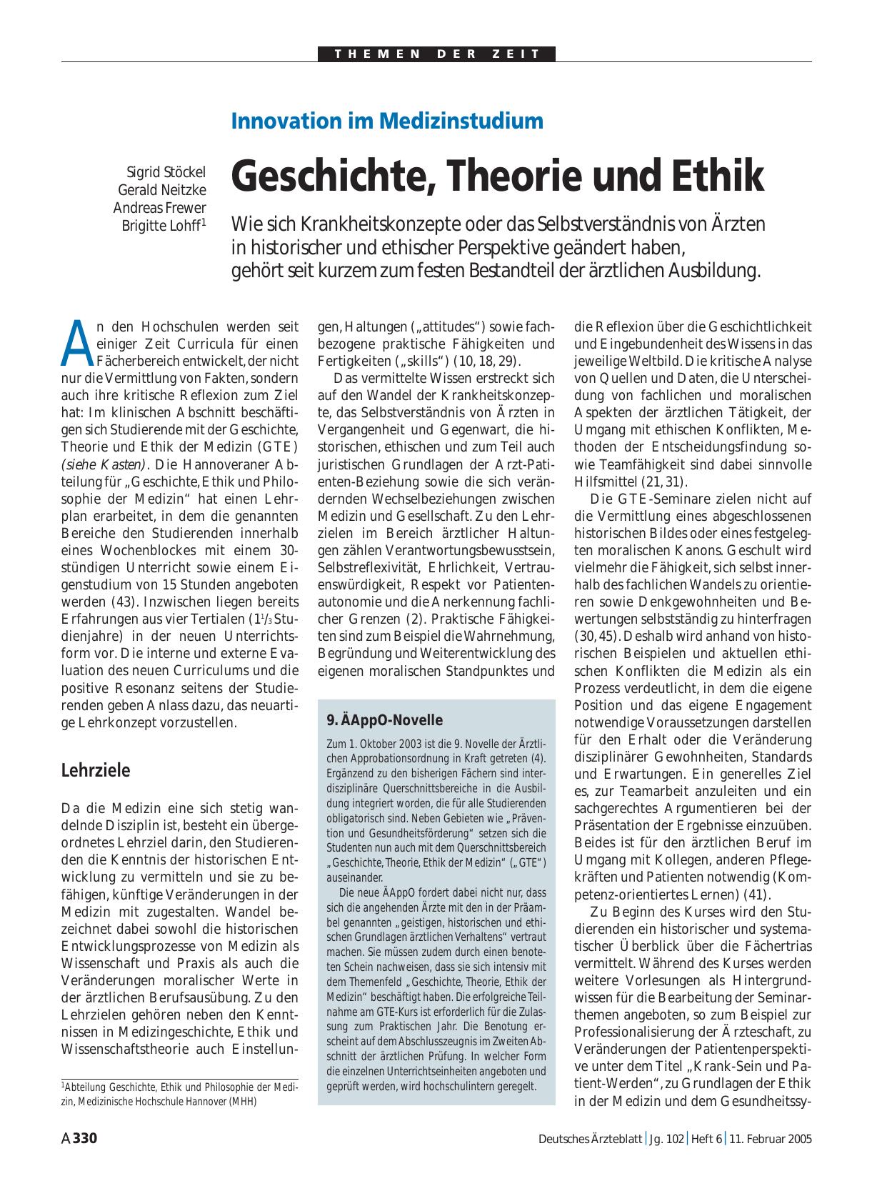 Vorschauseite 1: Innovation im Medizinstudium: Geschichte, Theorie und Ethik