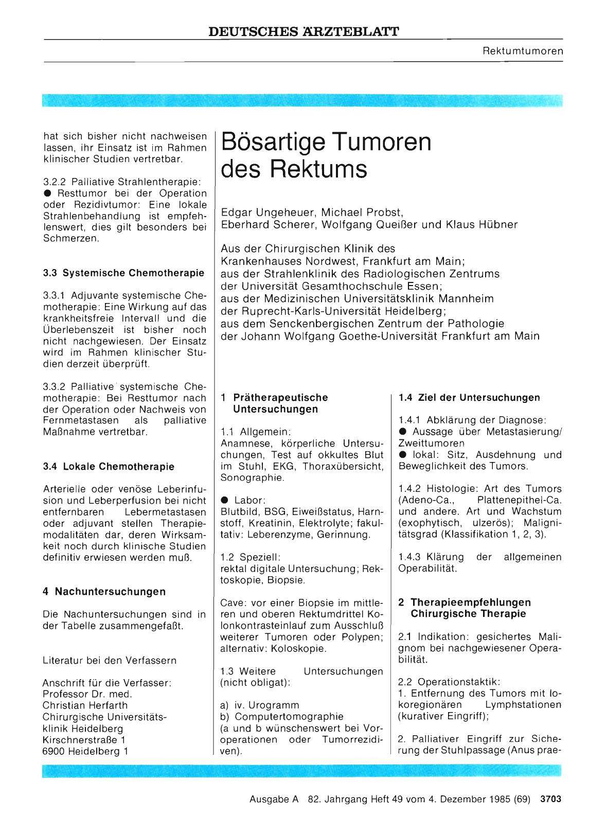 Vorschauseite 1: SERIE: MALIGNE TUMOREN UND SYSTEMERKRANKUNGEN: Bösartige Tumoren des Rektums
