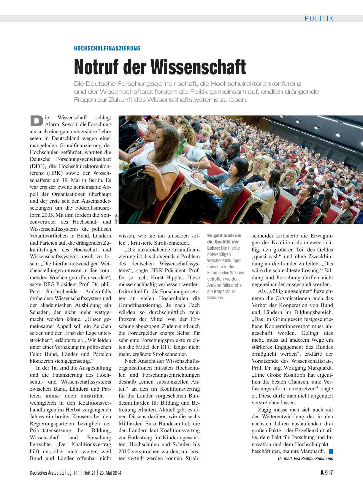 Vorschauseite 1: Hochschulfinanzierung: Notruf der Wissenschaft