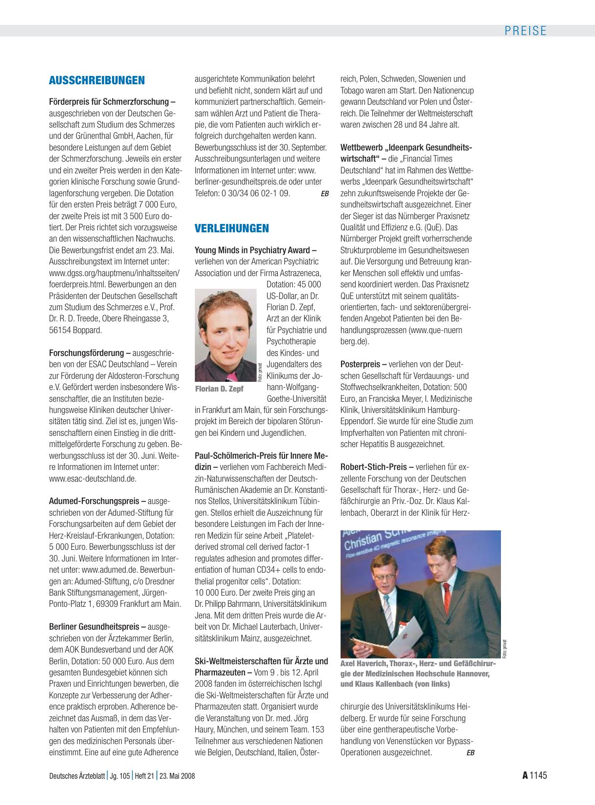 Vorschauseite 1: Verleihungen