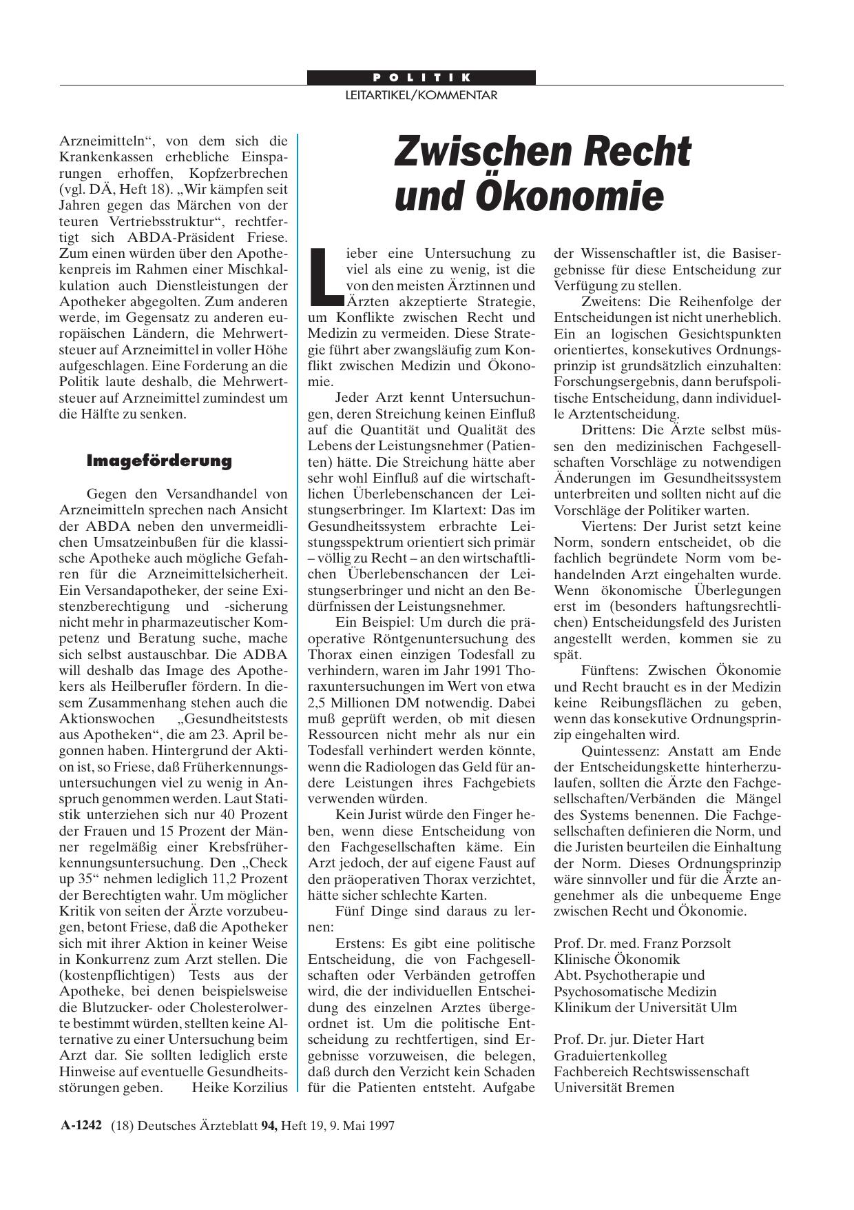 Vorschauseite 1: Zwischen Recht und Ökonomie
