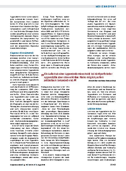 Vorschauseite 2: Blinddarmentzündung: Appendektomie ist kein Muss