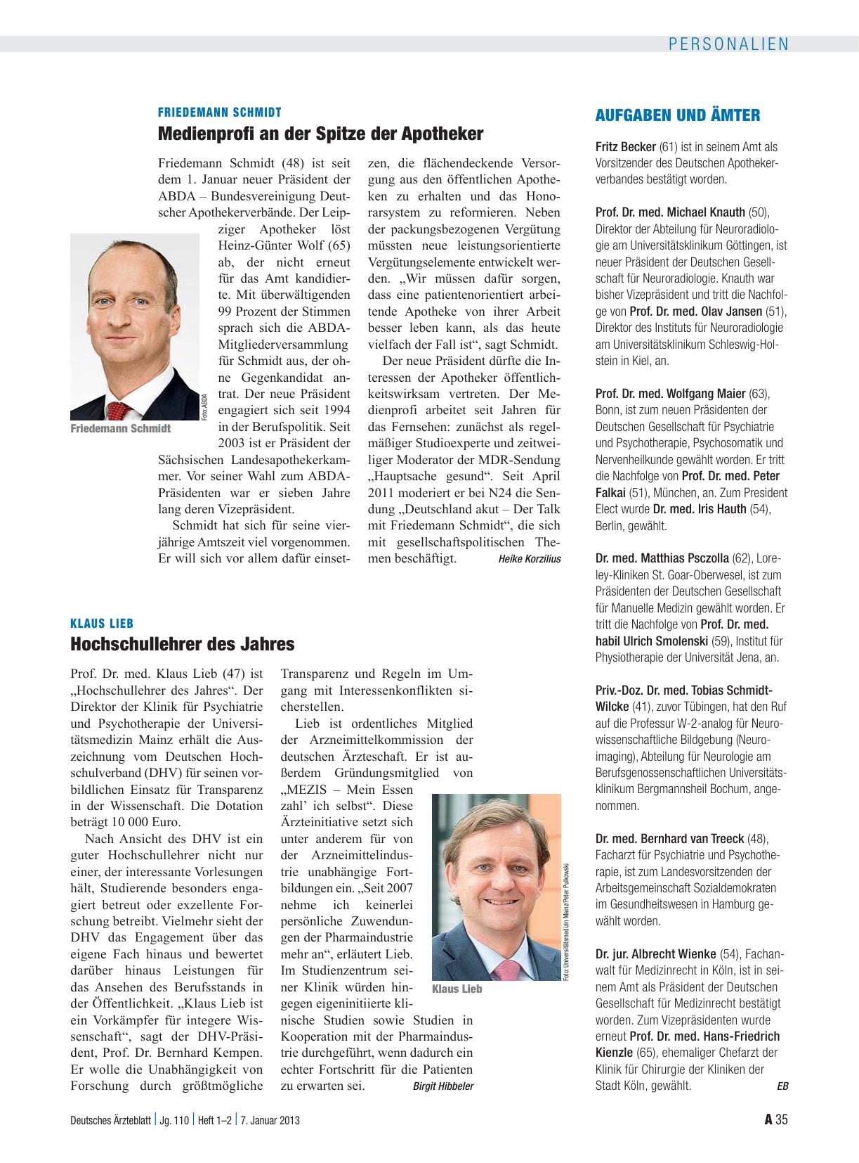 Vorschauseite 1: Friedemann Schmidt: Medienprofi an der Spitze der Apotheker