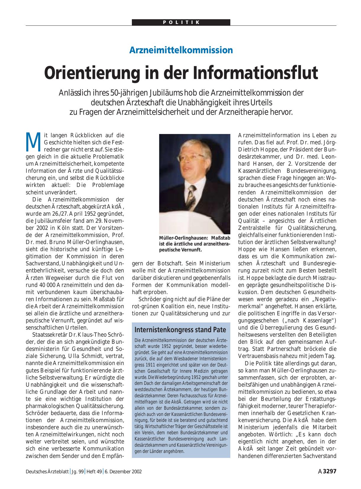Vorschauseite 1: Arzneimittelkommission: Orientierung in der Informationsflut