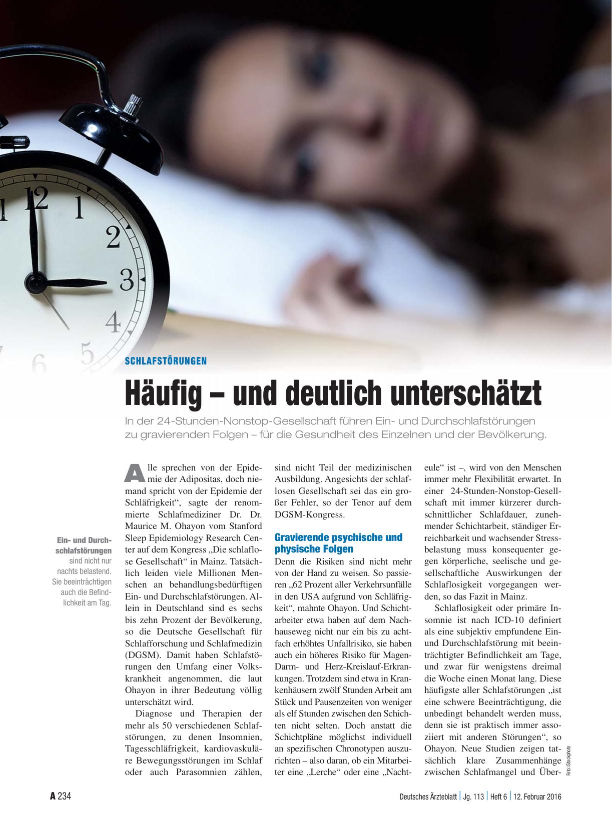 Vorschauseite 1: Schlafstörungen: Häufig – und deutlich unterschätzt