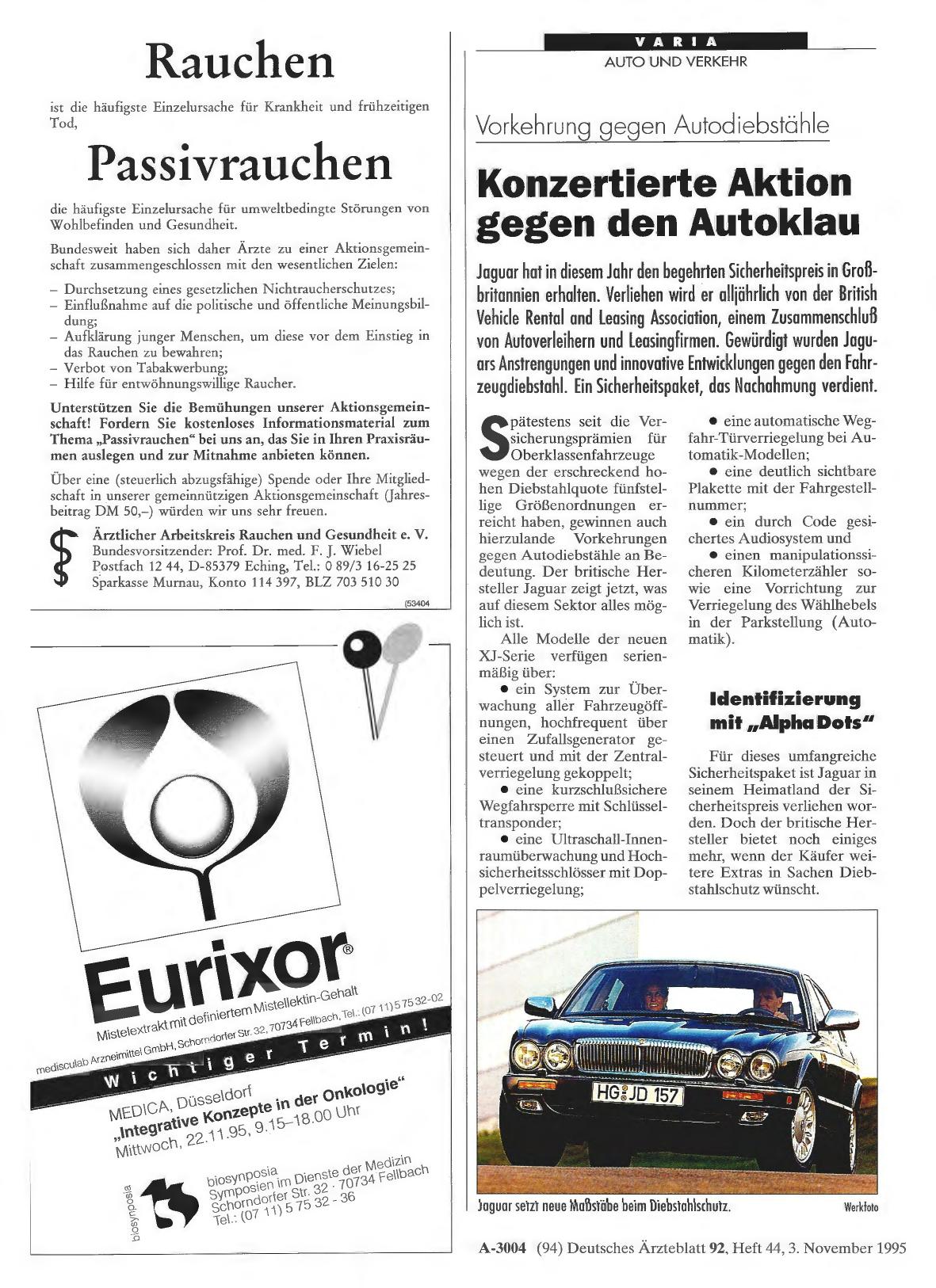 Vorschauseite 1: Vorkehrung gegen Autodiebstähle Konzertierte Aktion gegen den Autoklau