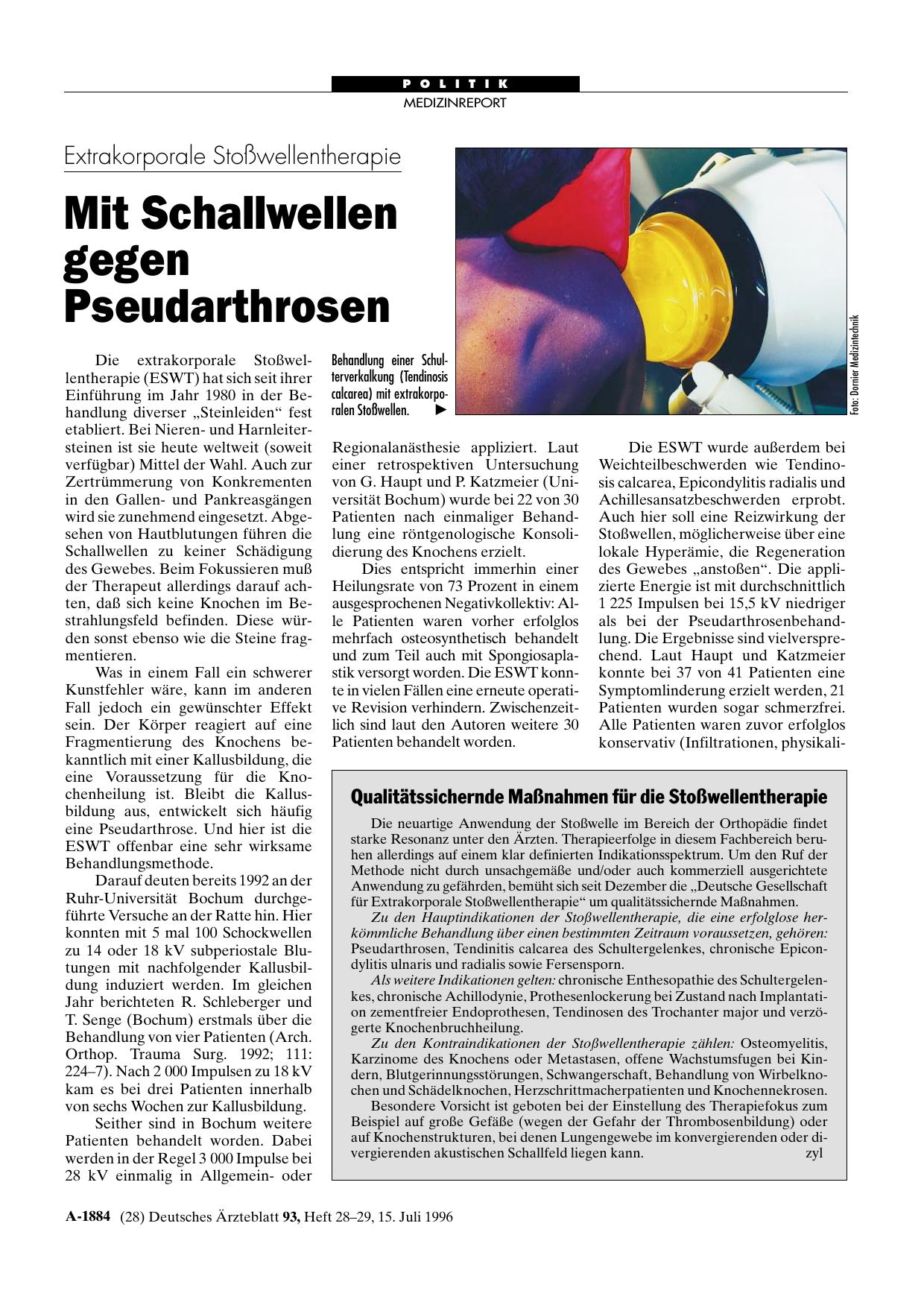 Vorschauseite 1: Qualitätssichernde Maßnahmen für die Stoßwellentherapie