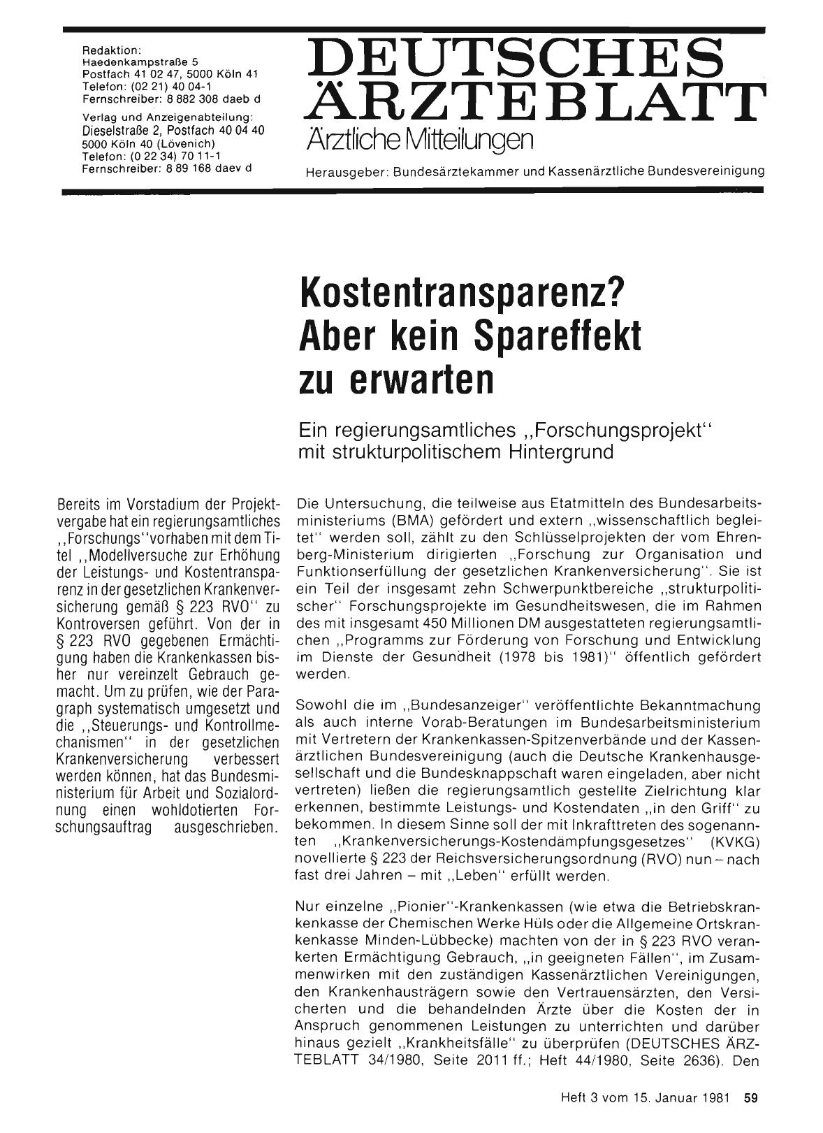 Vorschauseite 1: Kostentransparenz? Aber kein Spareffekt zu erwarten
