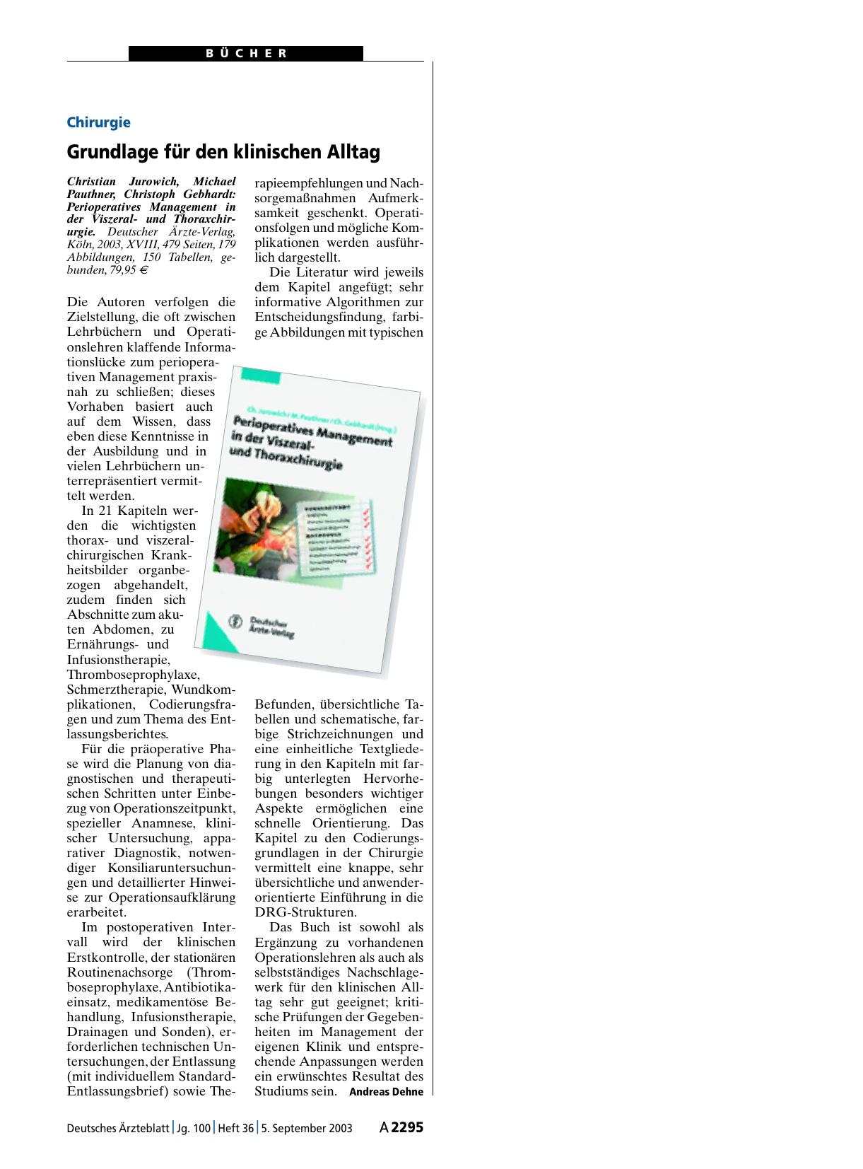 Vorschauseite 1: Perioperatives Management in der Viszeralund Thoraxchirurgie