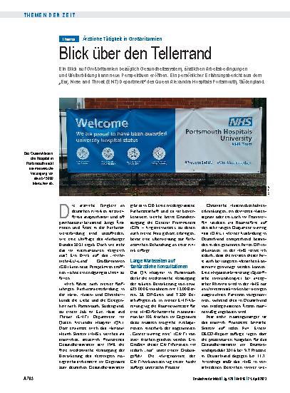 Vorschauseite 1: Ärztliche Tätigkeit in Großbritannien: Blick über den Tellerrand
