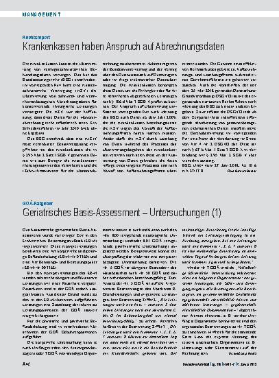 Vorschauseite 1: GOÄ-Ratgeber: Geriatrisches Basis-Assessment – Untersuchungen (1)