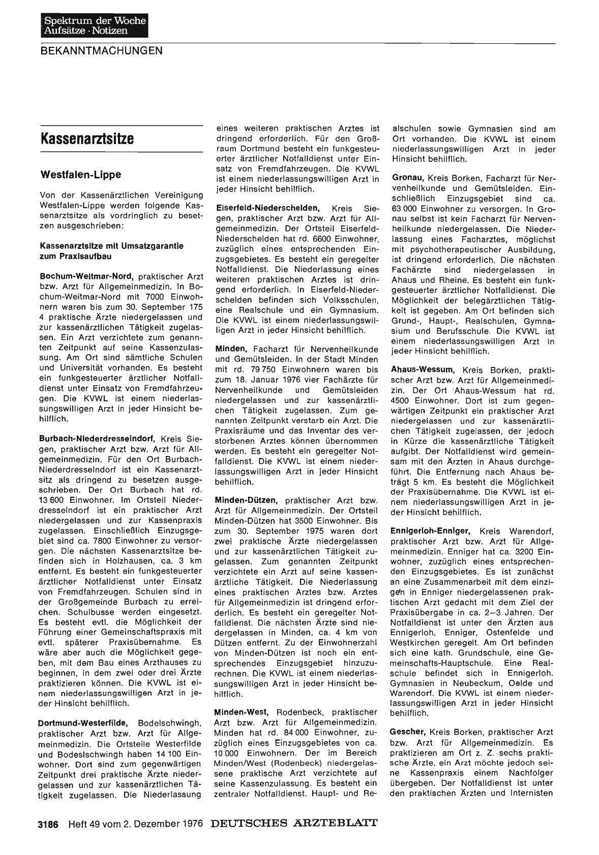 Vorschauseite 1: Kassenarztsitze