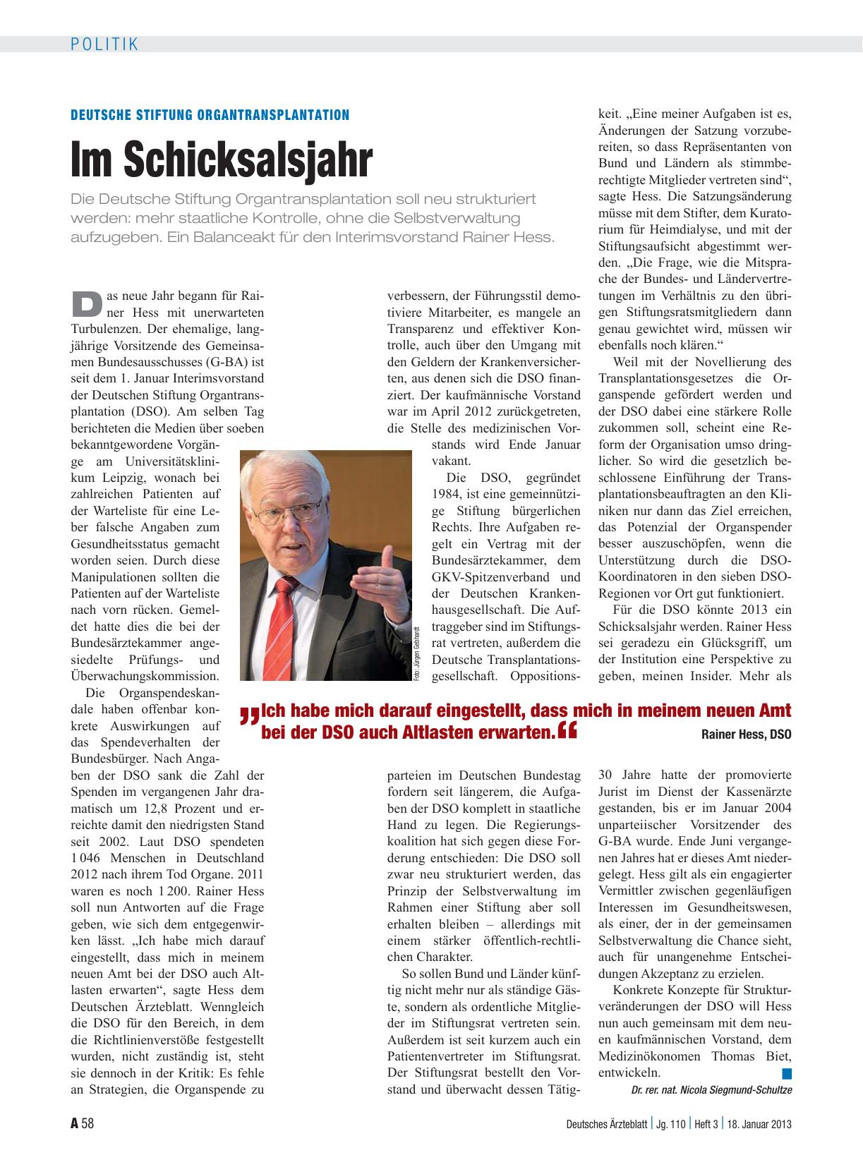 Vorschauseite 1: Deutsche Stiftung Organtransplantation: Im Schicksalsjahr