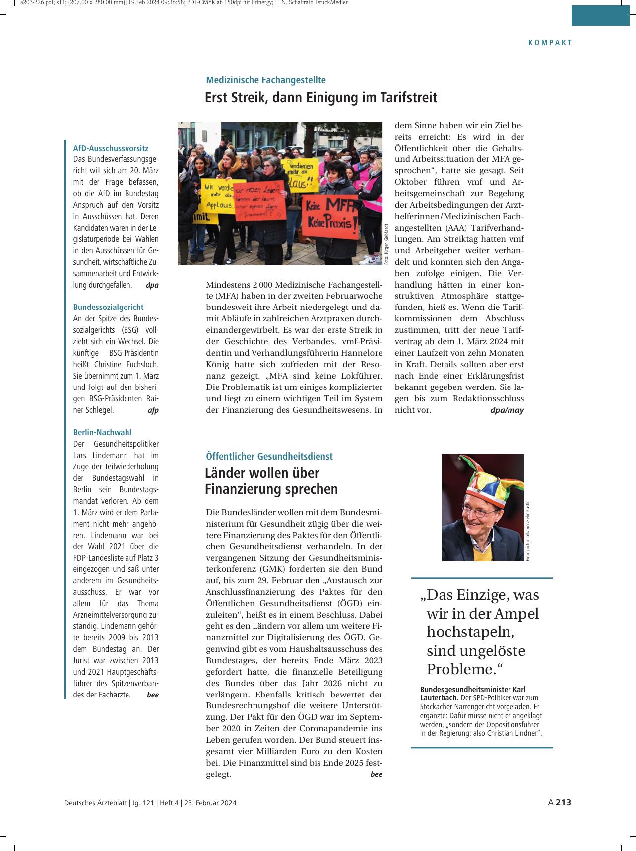 Vorschauseite 1: Medizinische Fachangestellte: Erst Streik, dann Einigung im Tarifstreit
