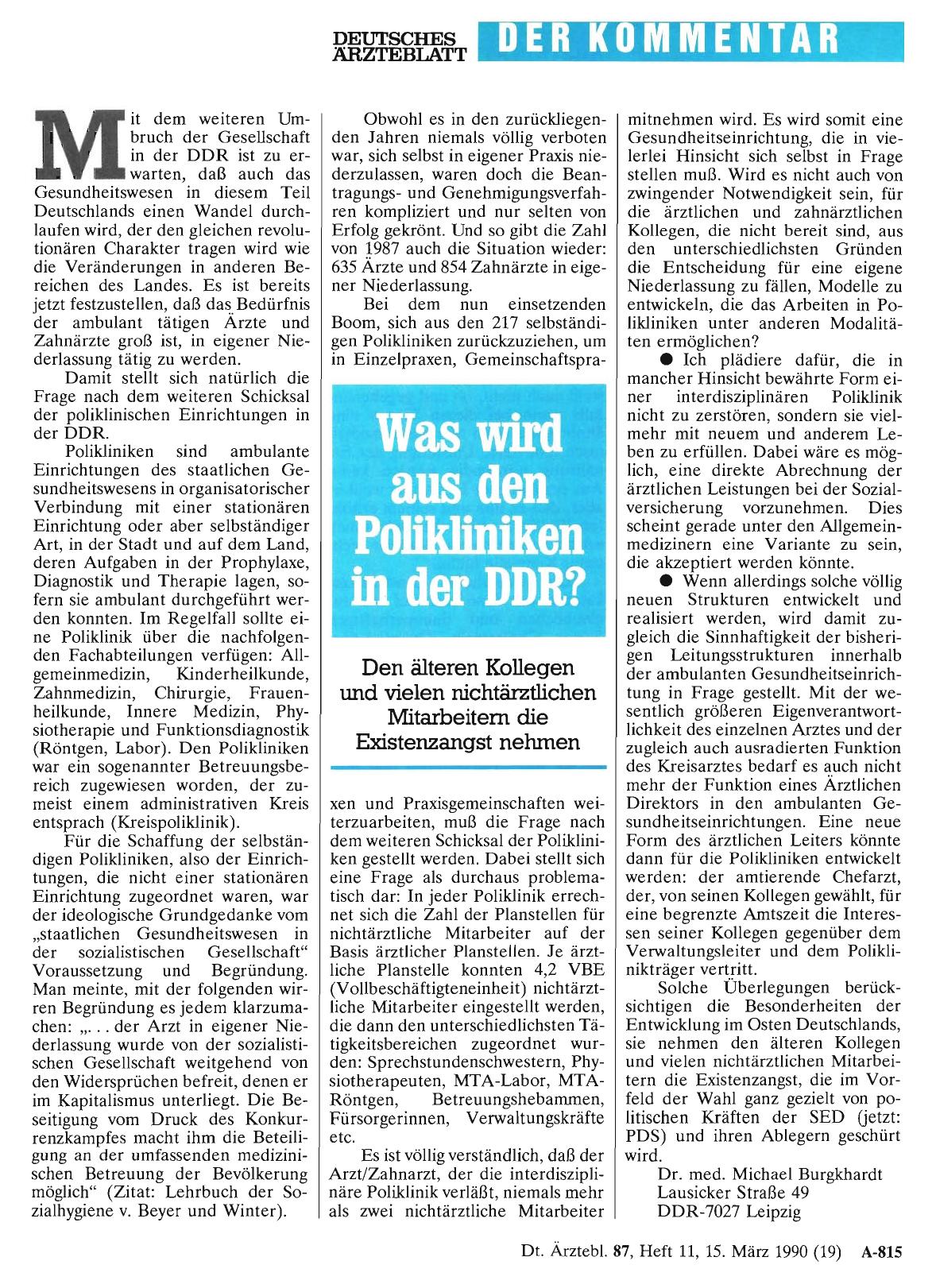 Vorschauseite 1: Was wird aus den Polikliniken in der DDR?